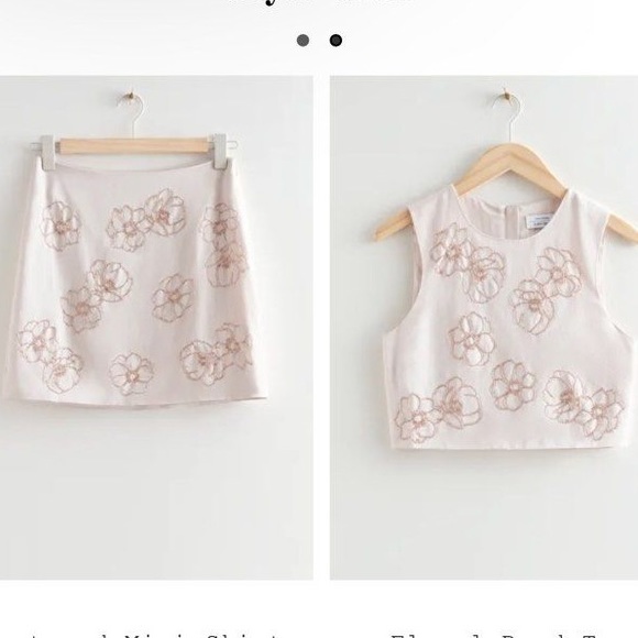 & Other Stories Floral Beaded Top and Skirt Set